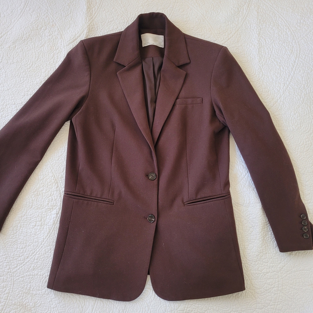 OAK + FORT Women's Dark Brown Single-Breasted Blazer